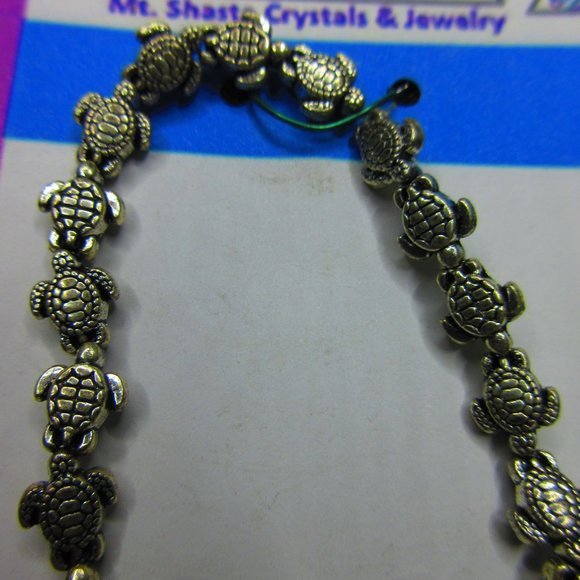 Sea Turtles Silver Plated Jewelry 7" Stretchy Bracelet - Picture 3 of 3